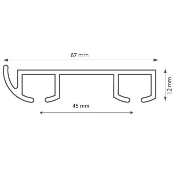 Карниз стельовий алюмінієвий посилений дворядний, DS-2 Білий 100 см