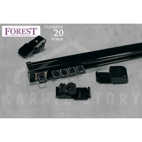 Карниз алюмінієвий однорядний чорний KS Forest 230 см
