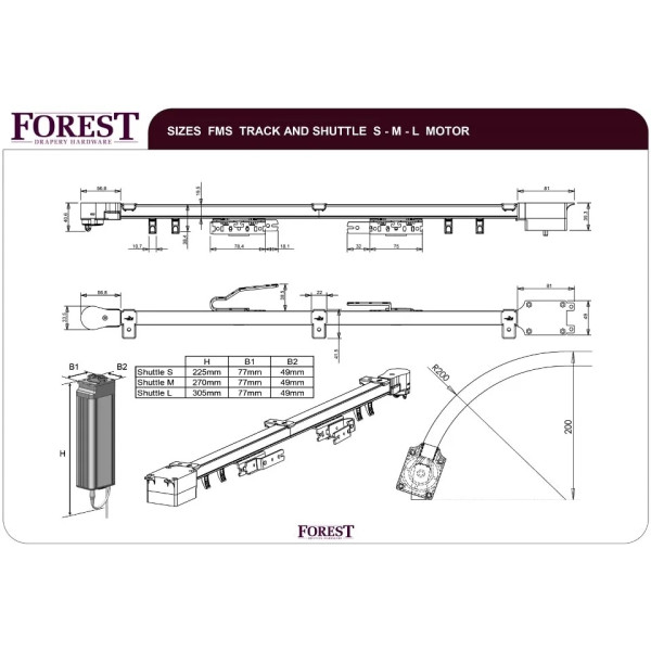 Електрокарниз Forest з двигуном Shuttle M 100 см прихованого монтажу